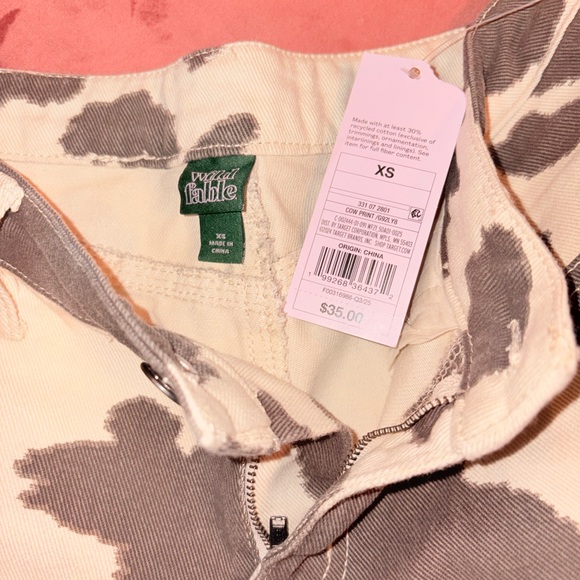 Wild Fable Denim High Rise Brown Cow Print Wide Leg Cream Size XS New with Tags - Picture 4 of 4